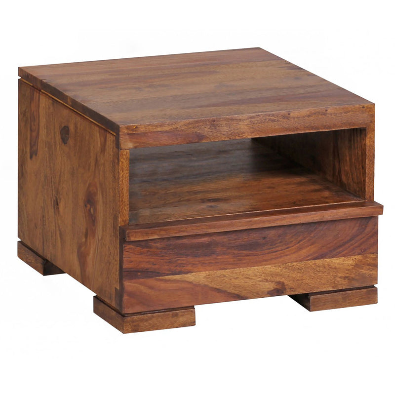 Nachttisch MUMBAI Sheesham Massivholz 30cm 1 Schublade Landhausstil