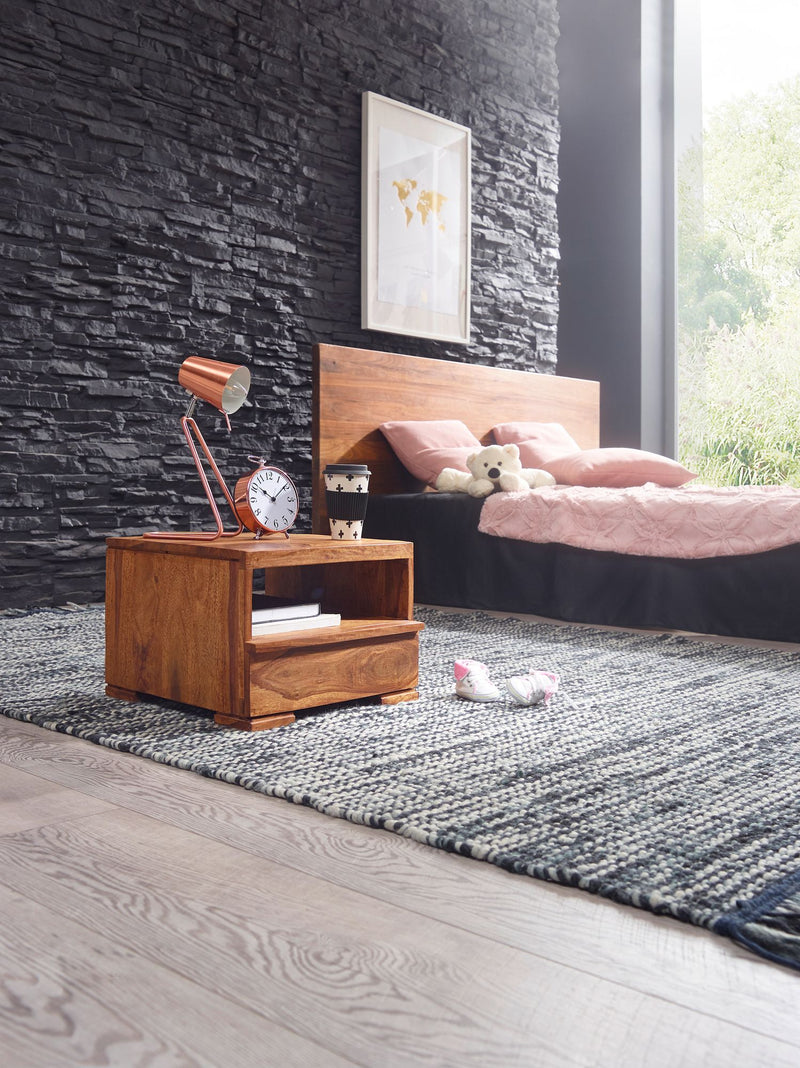 Nachttisch MUMBAI Sheesham Massivholz 30cm 1 Schublade Landhausstil