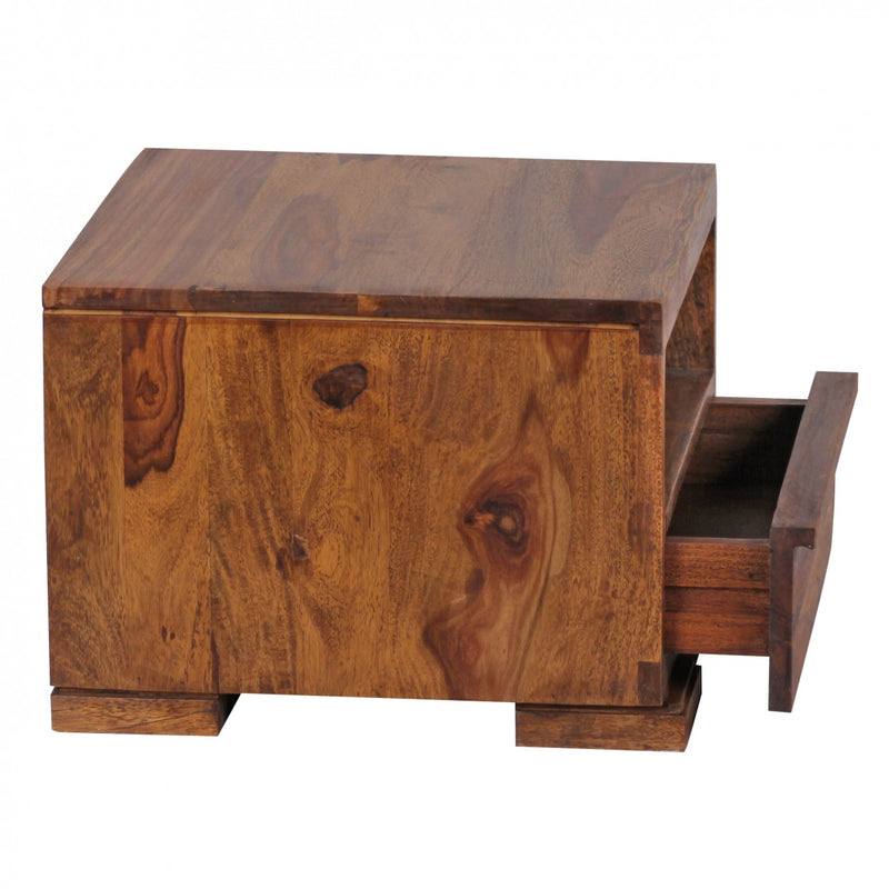 Nachttisch MUMBAI Sheesham Massivholz 30cm 1 Schublade Landhausstil