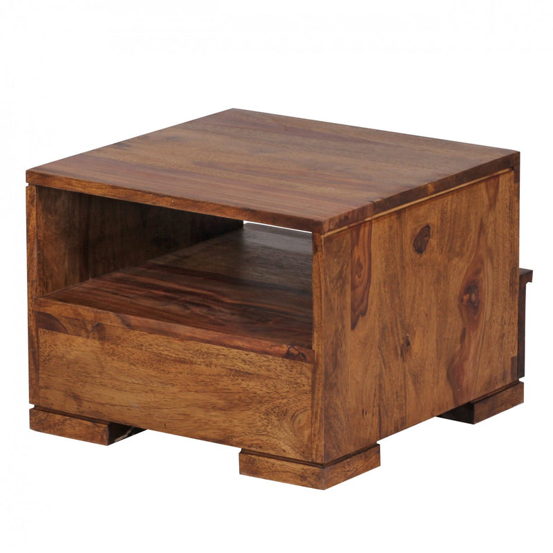 Nachttisch MUMBAI Sheesham Massivholz 30cm 1 Schublade Landhausstil