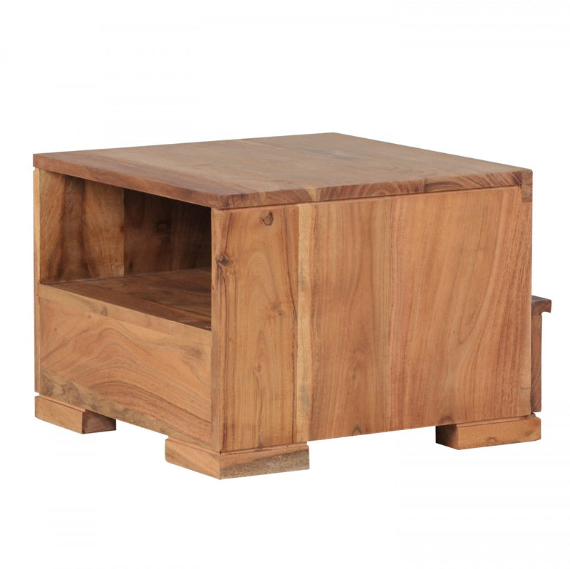 Nachttisch MUMBAI Akazie Massivholz 30cm 1 Schublade Landhausstil
