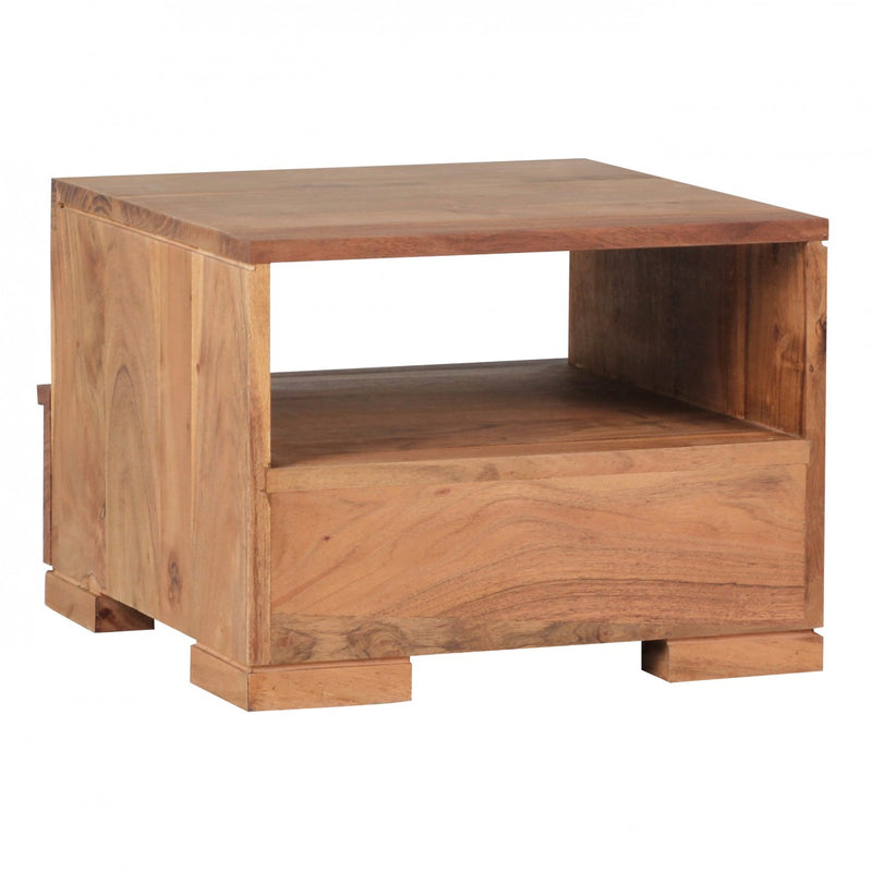 Nachttisch MUMBAI Akazie Massivholz 30cm 1 Schublade Landhausstil