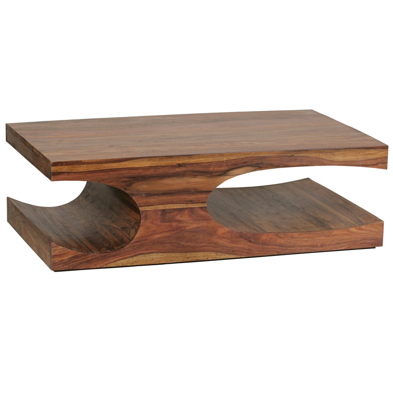 Couchtisch BOHA Sheesham Massivholz 118cm Landhausstil Dunkelbraun