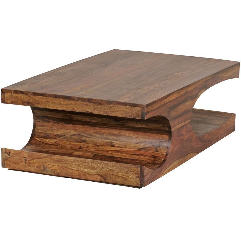 Couchtisch BOHA Sheesham Massivholz 118cm Landhausstil Dunkelbraun