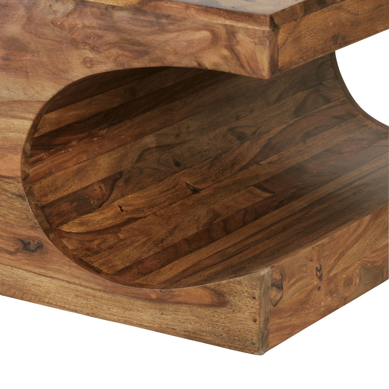 Couchtisch BOHA Sheesham Massivholz 118cm Landhausstil Dunkelbraun