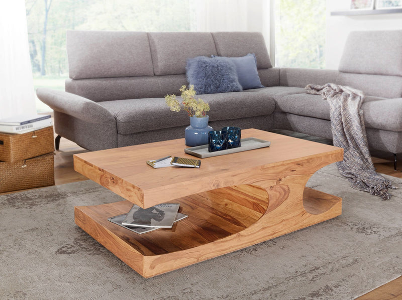 Couchtisch BOHA 118cm Akazie Massivholz Dunkelbraun Landhausstil