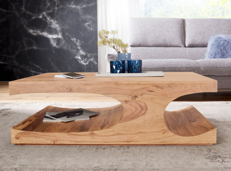 Couchtisch BOHA 118cm Akazie Massivholz Dunkelbraun Landhausstil