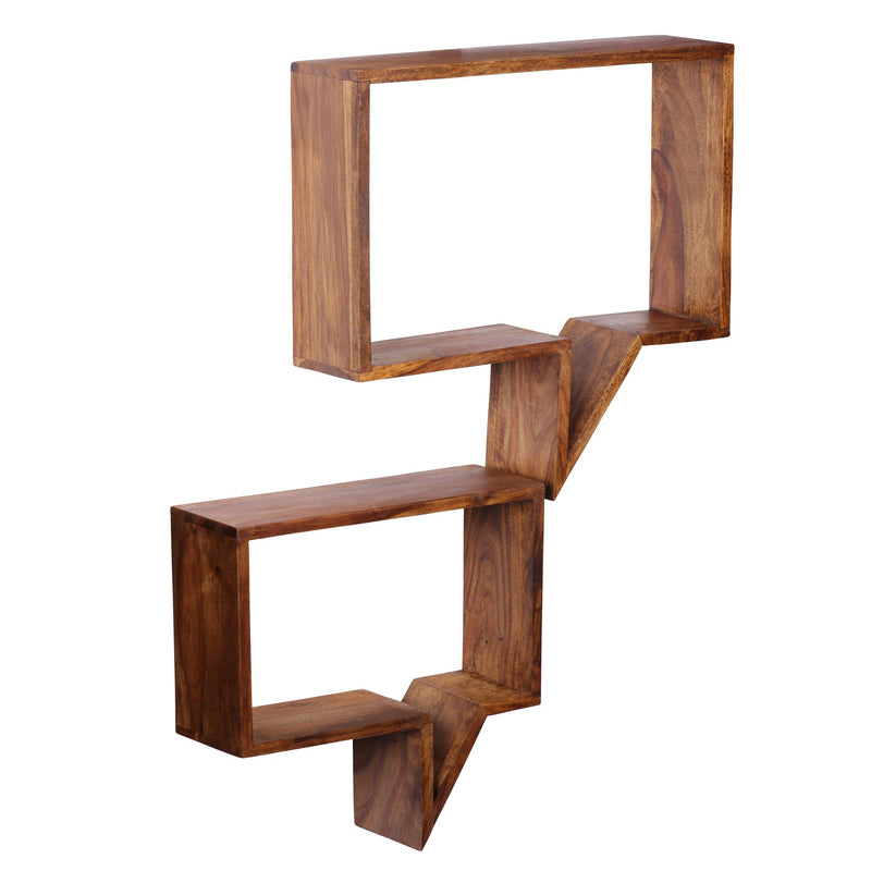 Wandregal Set Mumbai 2er Sheesham Massivholz Landhausstil