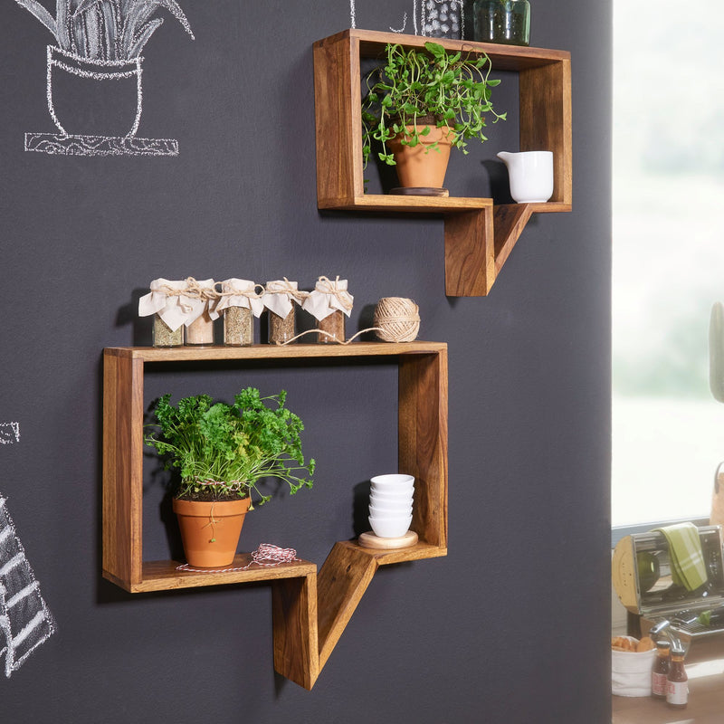 Wandregal Set Mumbai 2er Sheesham Massivholz Landhausstil