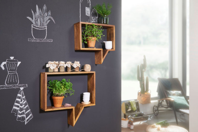 Wandregal Set Mumbai 2er Sheesham Massivholz Landhausstil