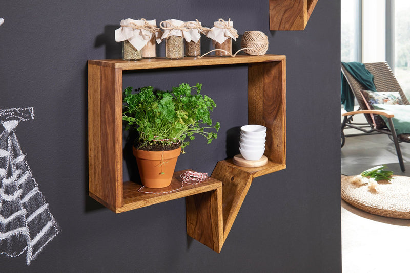 Wandregal Set Mumbai 2er Sheesham Massivholz Landhausstil