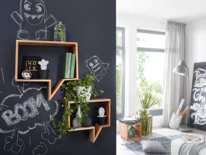 Wandregal Set Mumbai 2er Massivholz Akazie Landhausstil Natur