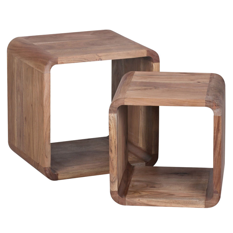 Satztisch-Set BOHA 2er Massivholz Akazie Landhausstil Braun