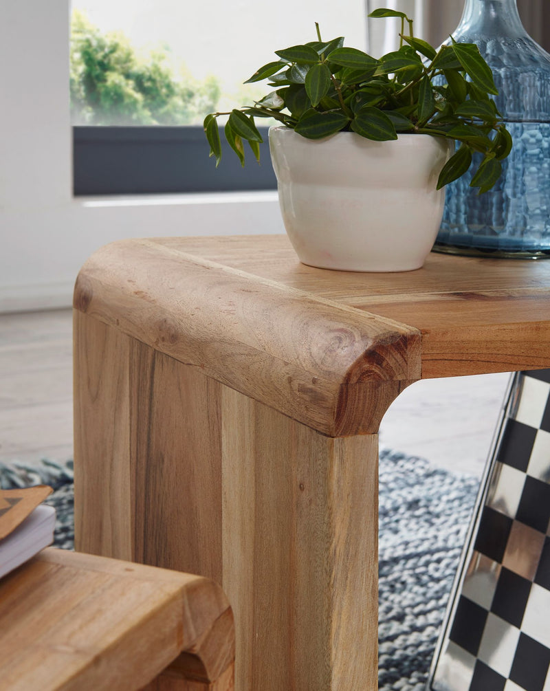 Satztisch-Set BOHA 2er Massivholz Akazie Landhausstil Braun