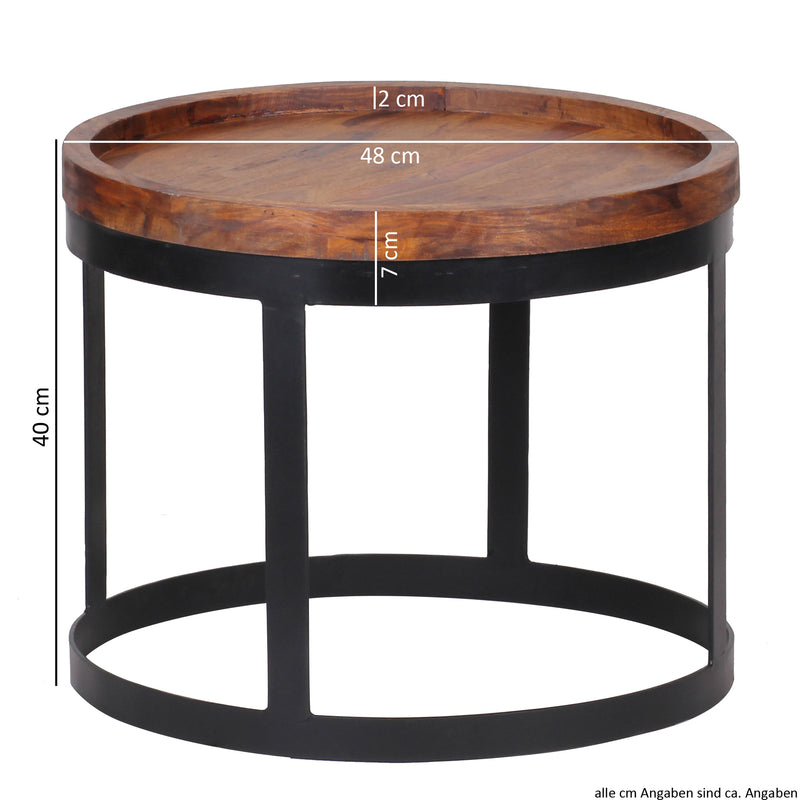Beistelltische Akola 2er Set Sheesham Massivholz Metallgestell Landhausstil