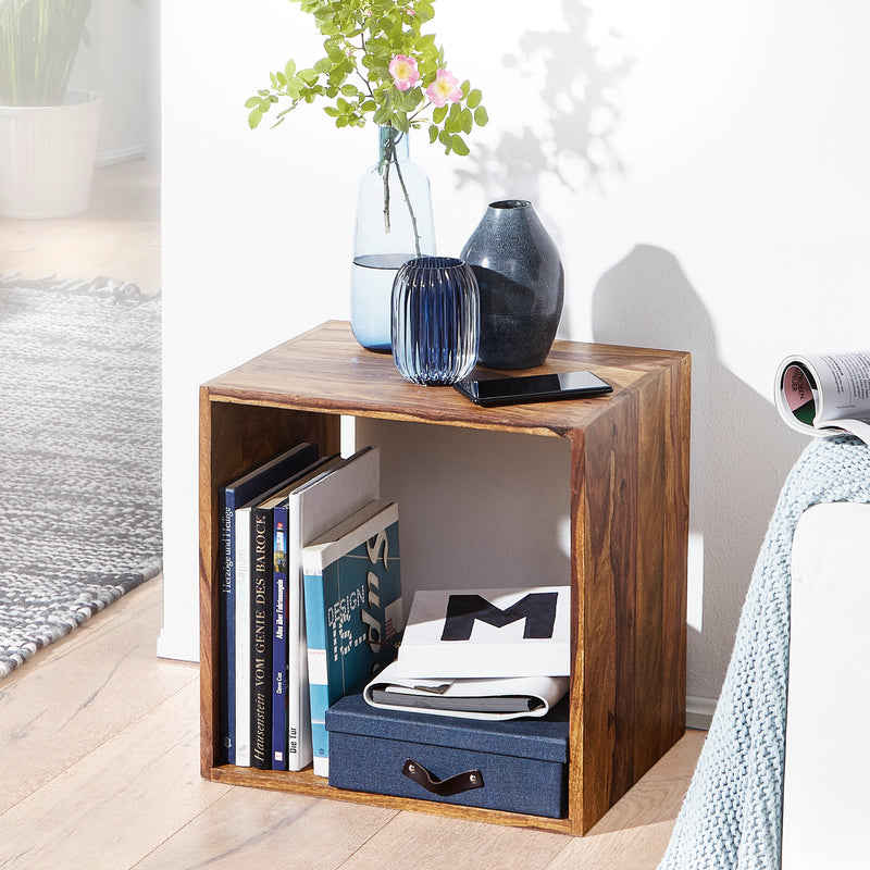 Regal Mumbai Sheesham 43,5cm Massivholz Cube Landhaus-Stil