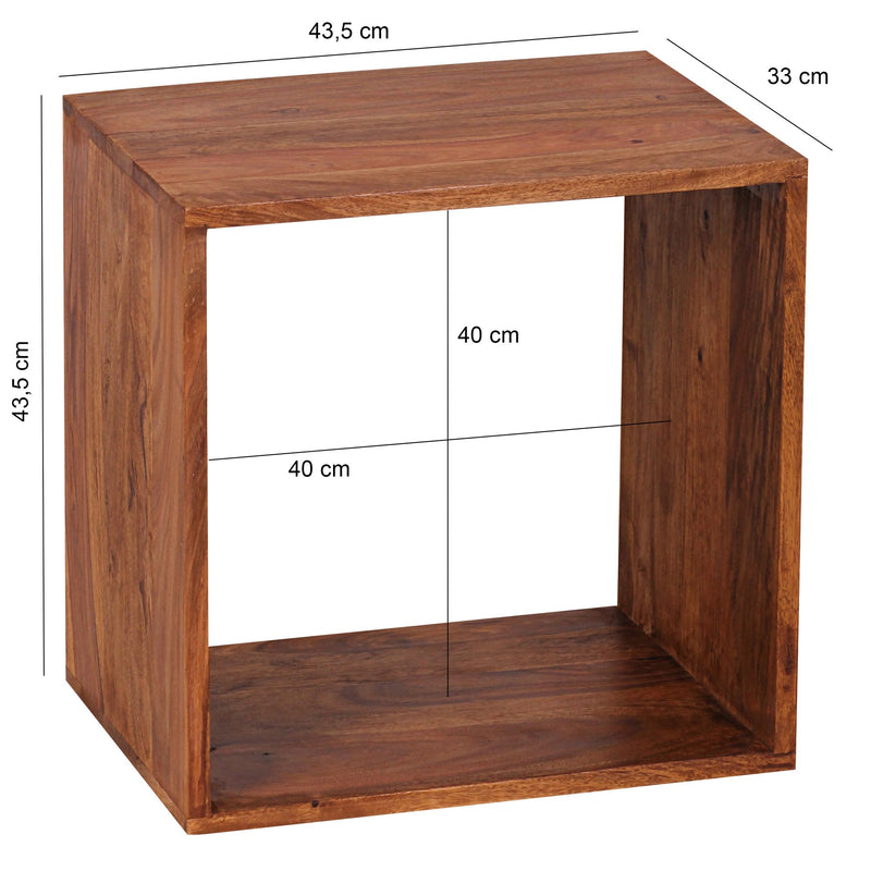 Regal Mumbai Sheesham 43,5cm Massivholz Cube Landhaus-Stil