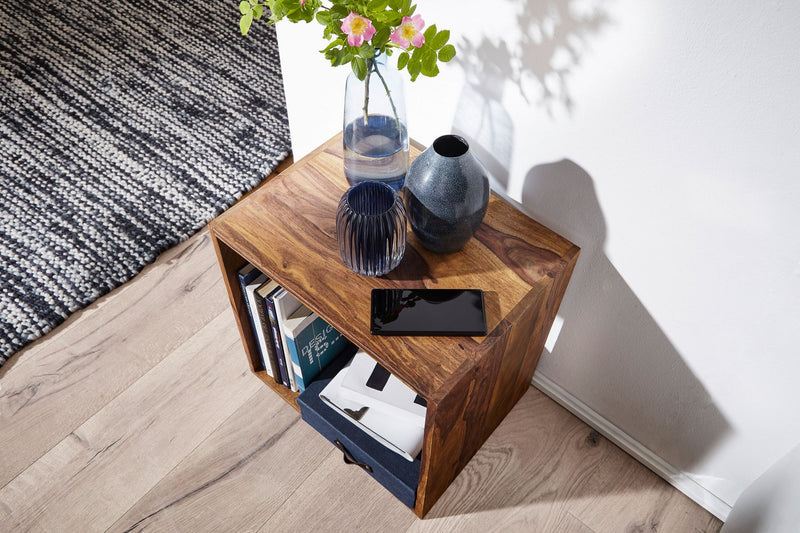 Regal Mumbai Sheesham 43,5cm Massivholz Cube Landhaus-Stil