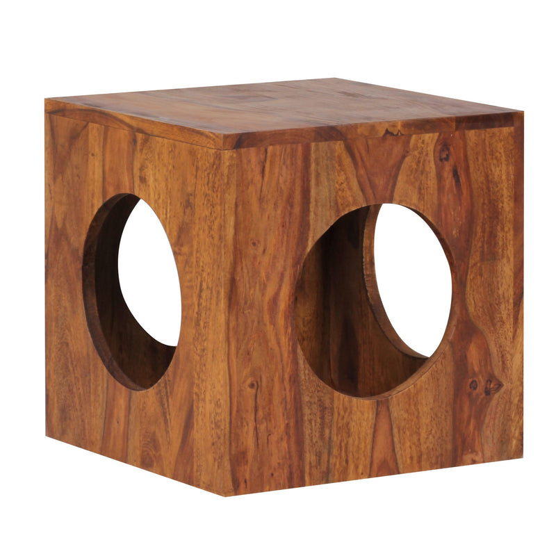 Beistelltisch Mumbai Sheesham Massivholz 35x35x35cm Würfel Stauraum