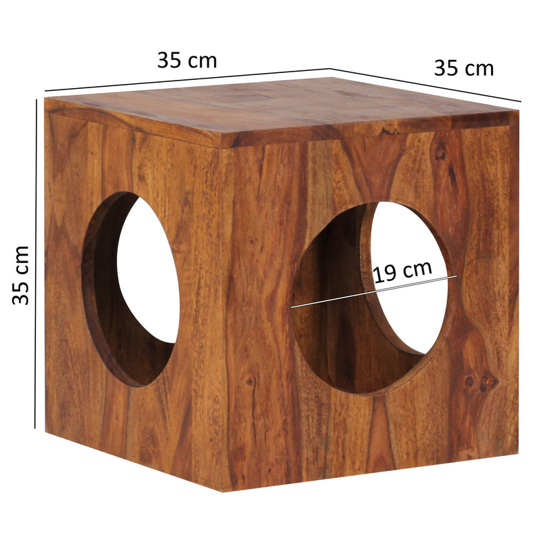 Beistelltisch Mumbai Sheesham Massivholz 35x35x35cm Würfel Stauraum