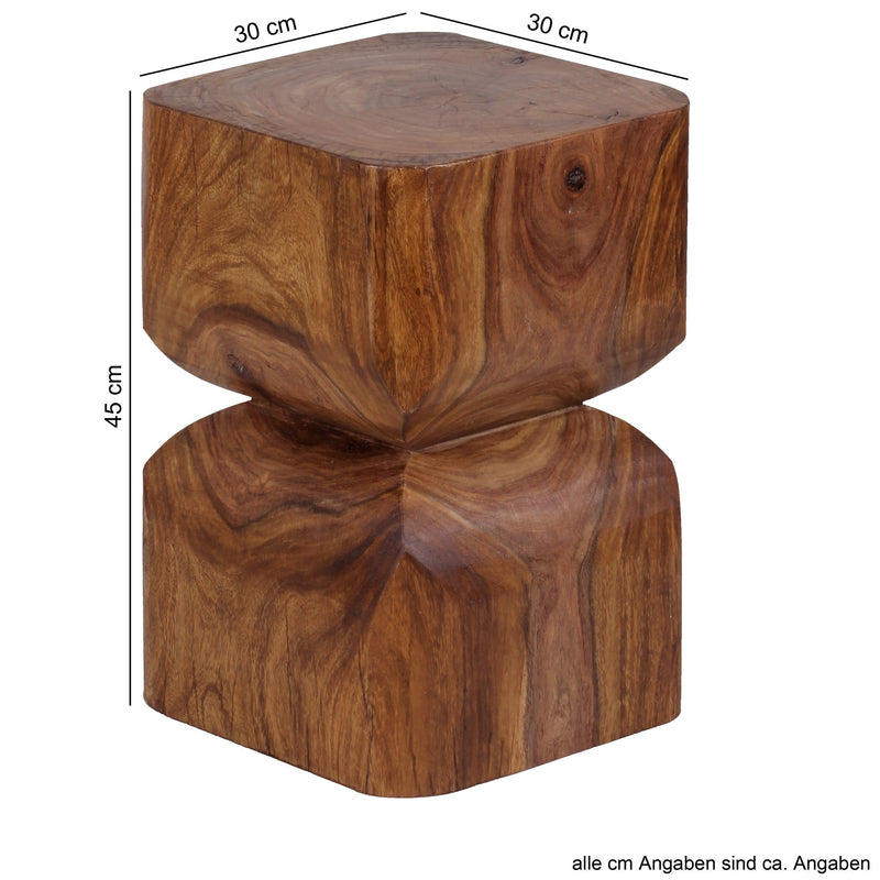 Beistelltisch WL1.562 Sheesham Vollholz 30x45x30cm Rustikal Braun
