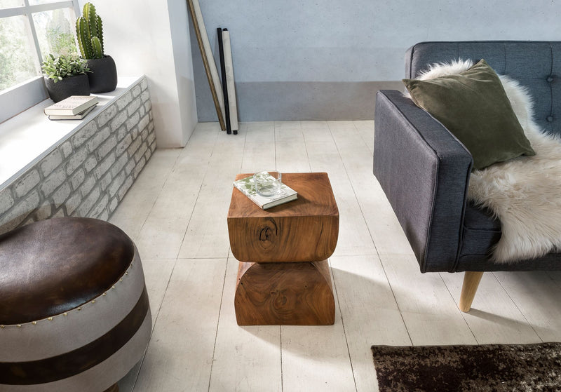 Beistelltisch WL1.562 Sheesham Vollholz 30x45x30cm Rustikal Braun