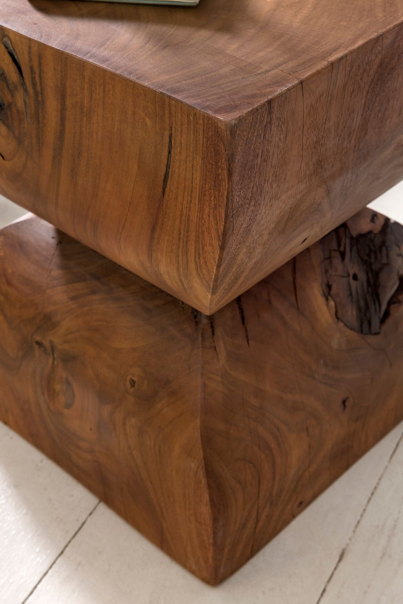 Beistelltisch WL1.562 Sheesham Vollholz 30x45x30cm Rustikal Braun