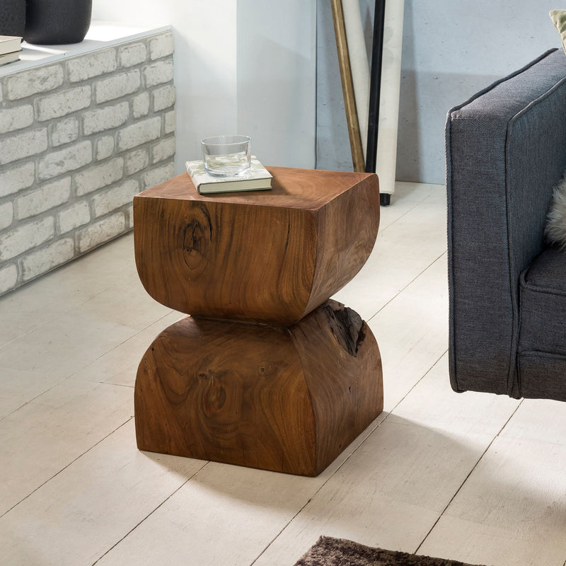 Beistelltisch WL1.562 Sheesham Vollholz 30x45x30cm Rustikal Braun