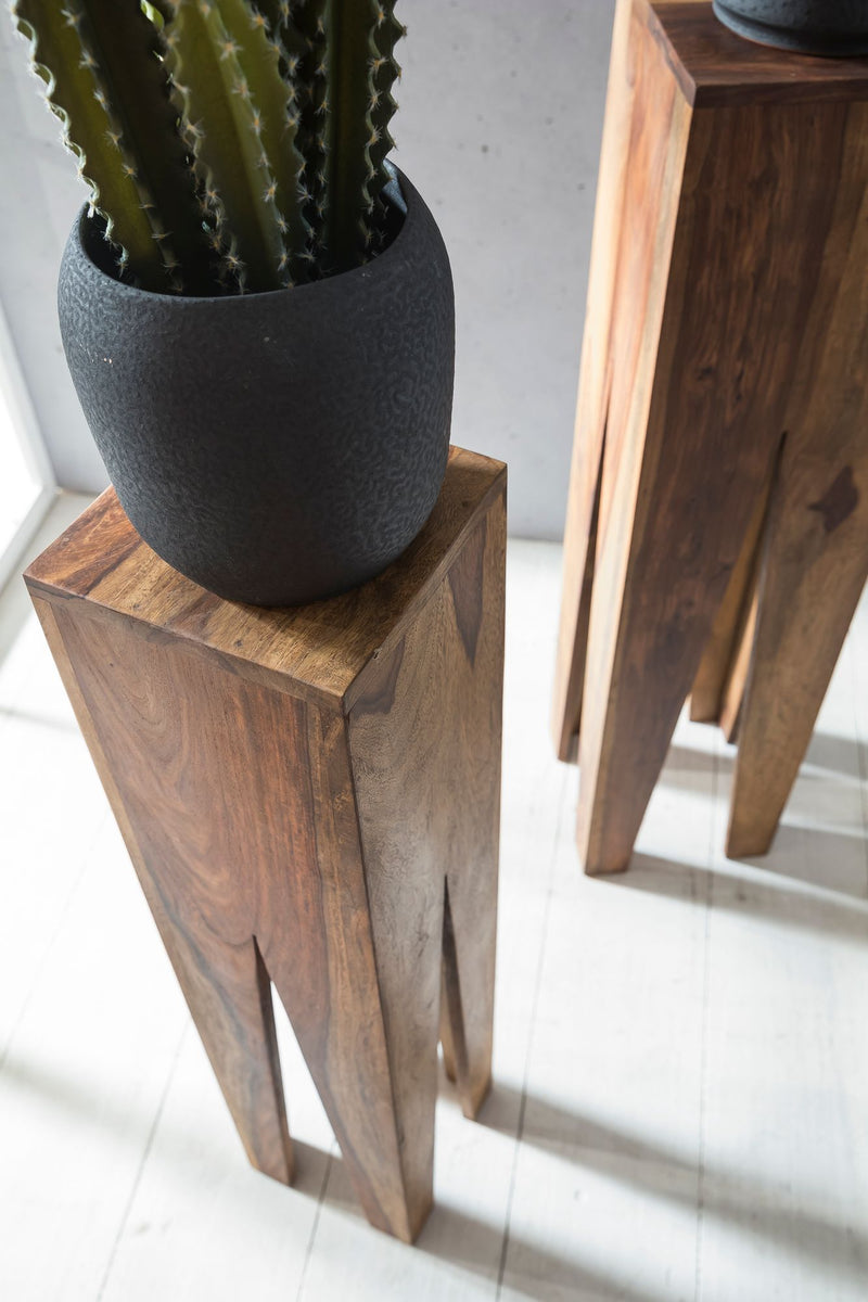Beistelltisch 3er Set Sheesham Massivholz Quadratisch Modern Wohnzimmer