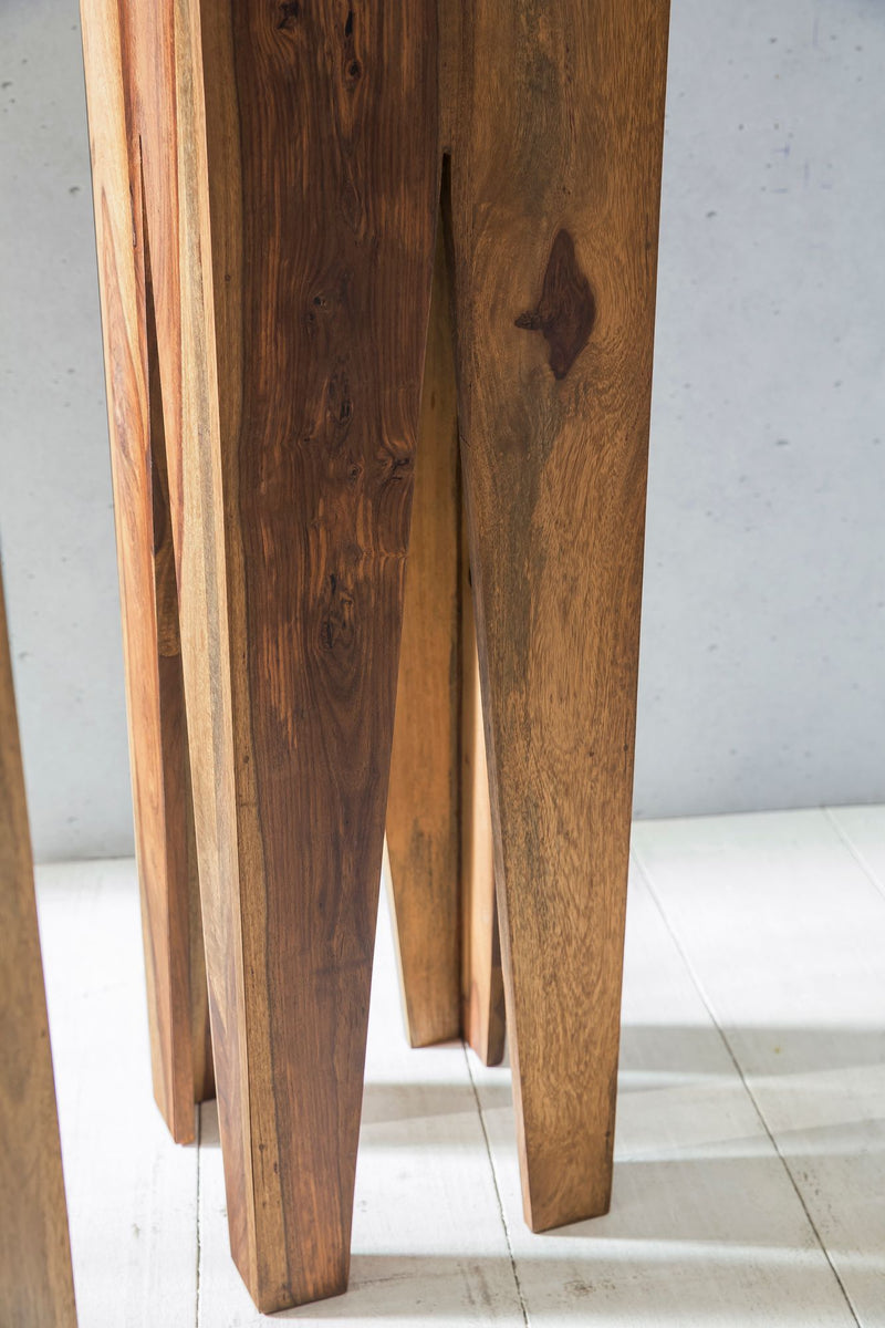 Beistelltisch 3er Set Sheesham Massivholz Quadratisch Modern Wohnzimmer