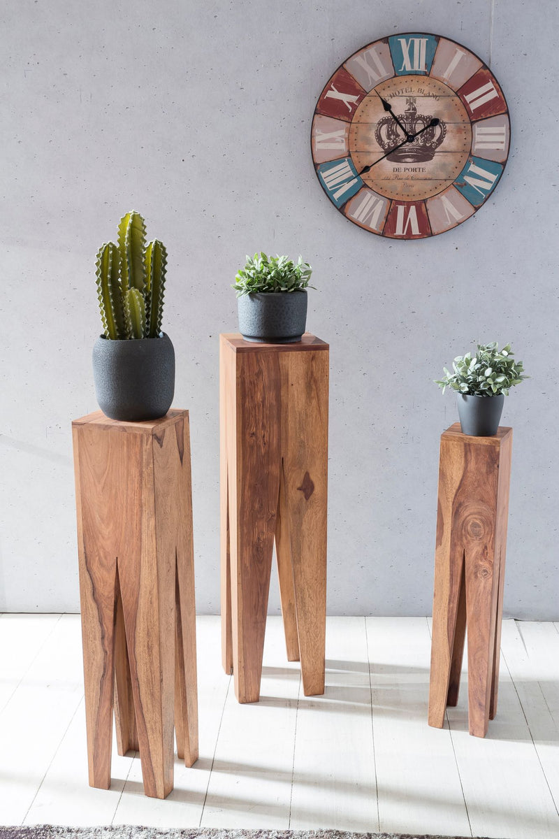 Beistelltisch 3er Set Akazie Massiv Quadratisch Modern Wohnzimmer