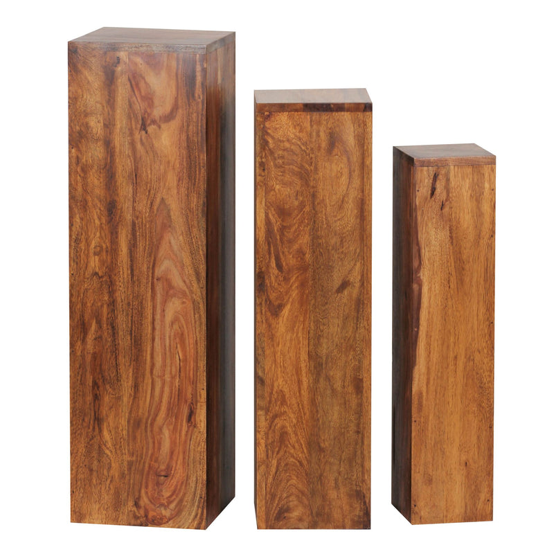 Beistelltisch 3er Set Sheesham Massivholz Quadratisch Modern Wohnzimmer