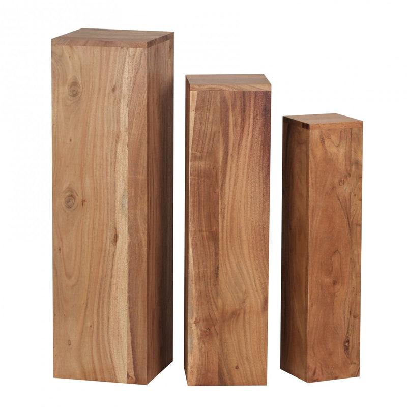 Beistelltisch 3er Set Akazie Massiv Quadratisch Modern Wohnzimmer