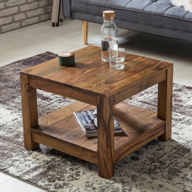 Couchtisch Mumbai Sheesham 60x60cm Landhausstil dunkelbraun