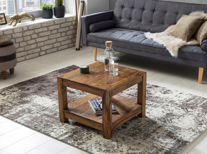 Couchtisch Mumbai Sheesham 60x60cm Landhausstil dunkelbraun