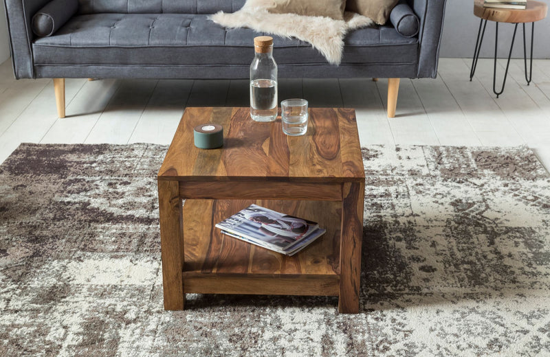Couchtisch Mumbai Sheesham 60x60cm Landhausstil dunkelbraun
