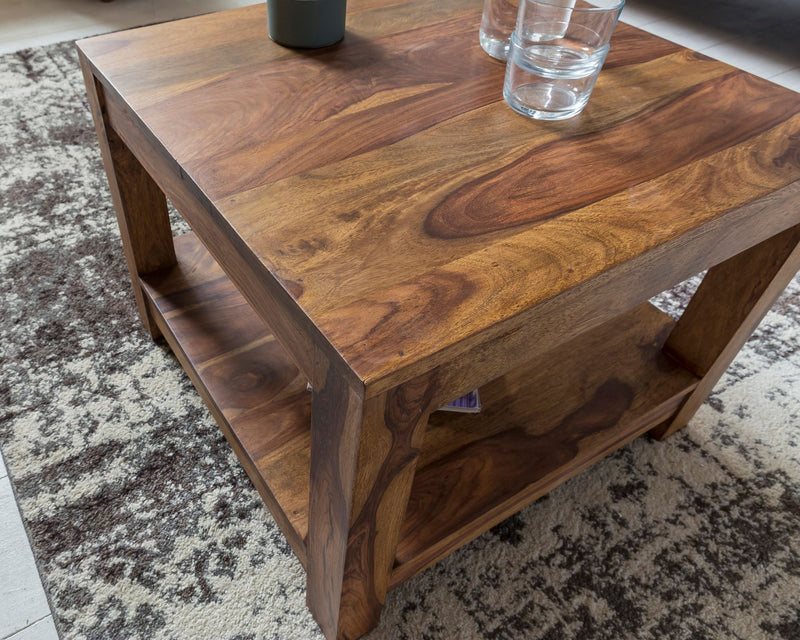 Couchtisch Mumbai Sheesham 60x60cm Landhausstil dunkelbraun