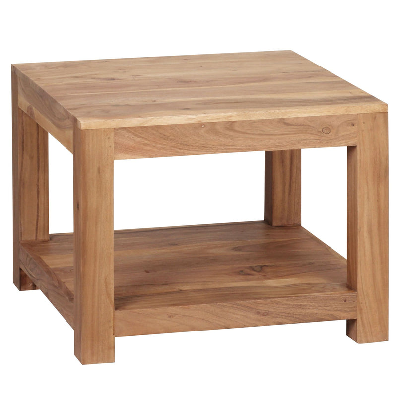 Couchtisch MUMBAI Akazie Massivholz 60x60cm Dunkelbraun Landhausstil