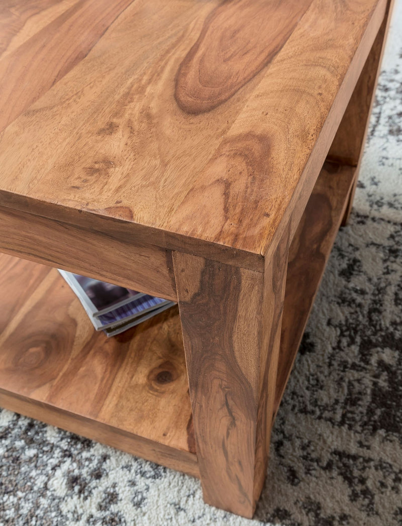 Couchtisch MUMBAI Akazie Massivholz 60x60cm Dunkelbraun Landhausstil