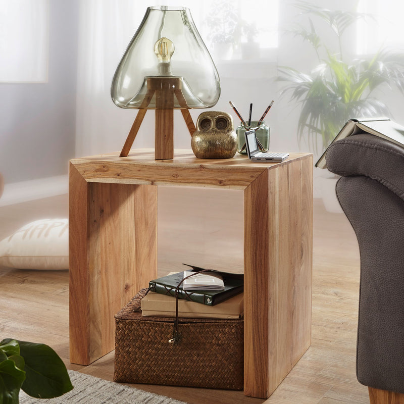 Beistelltisch Mumbai Akazie massiv 60x35cm dunkelbraun Landhausstil
