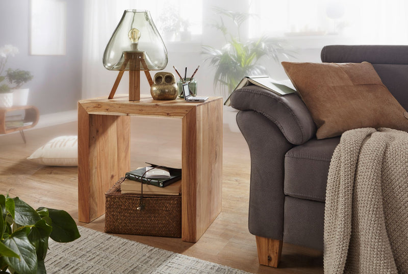 Beistelltisch Mumbai Akazie massiv 60x35cm dunkelbraun Landhausstil
