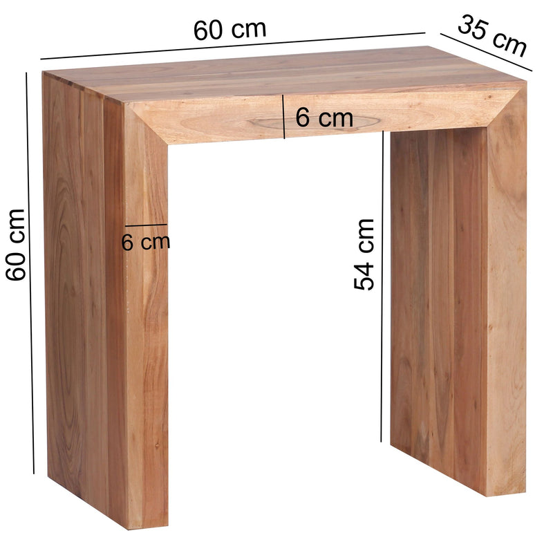 Beistelltisch Mumbai Akazie massiv 60x35cm dunkelbraun Landhausstil