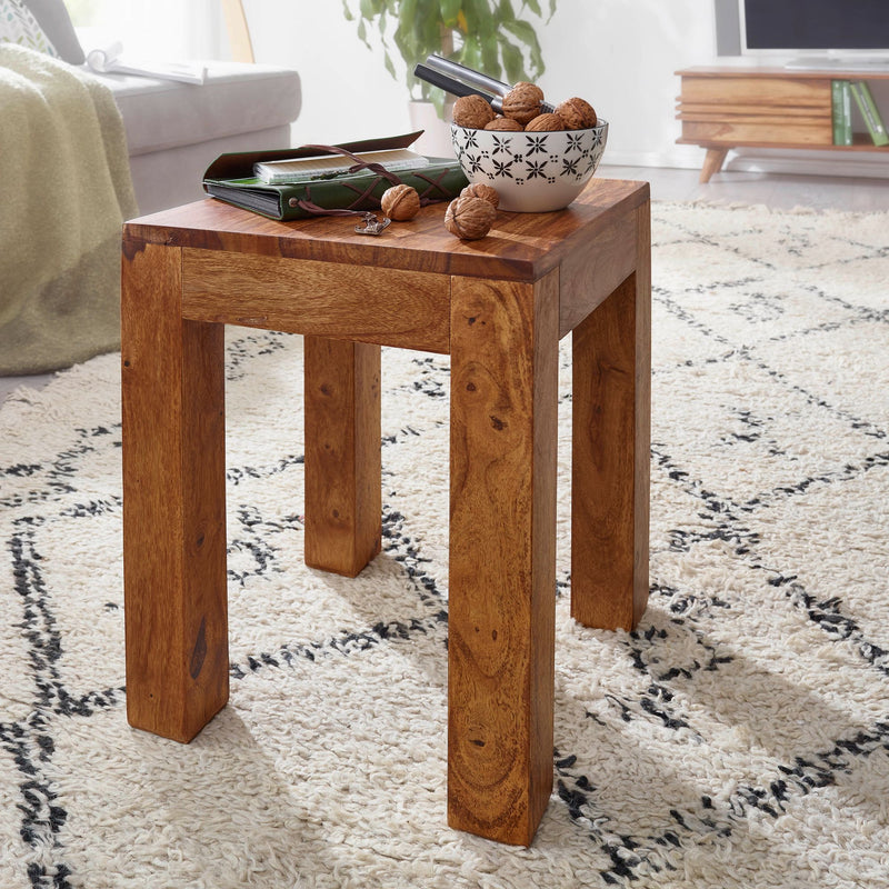 Beistelltisch MUMBAI Sheesham 35x35cm dunkelbraun Landhausstil