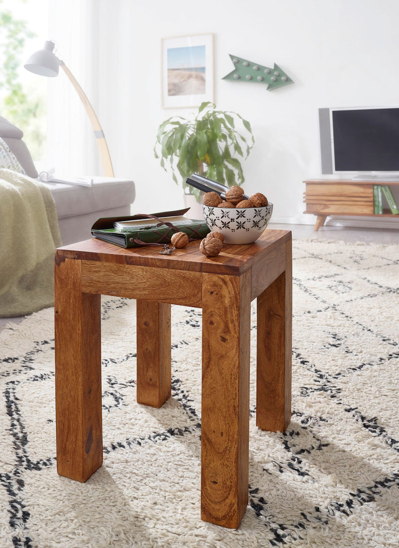 Beistelltisch MUMBAI Sheesham 35x35cm dunkelbraun Landhausstil