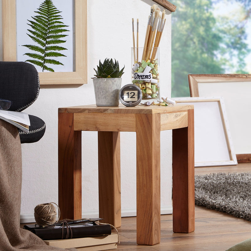 Beistelltisch Mumbai Akazie Massivholz 35x35cm Dunkelbraun Landhausstil