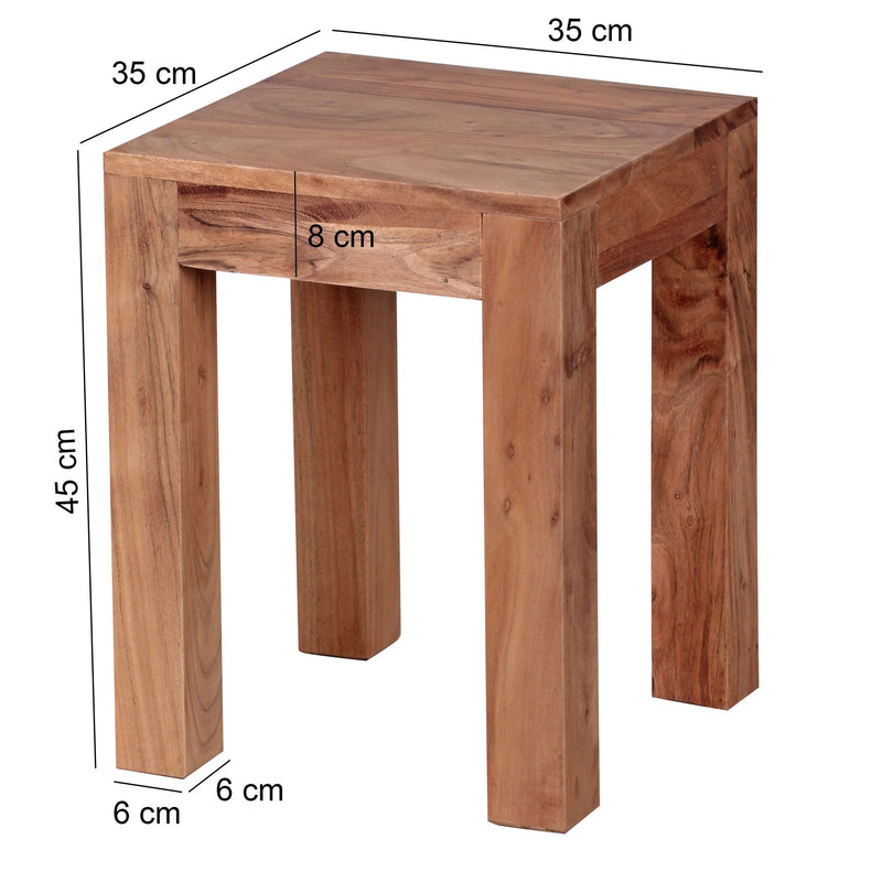 Beistelltisch Mumbai Akazie Massivholz 35x35cm Dunkelbraun Landhausstil
