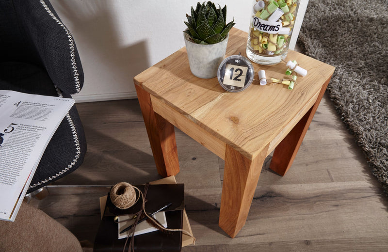 Beistelltisch Mumbai Akazie Massivholz 35x35cm Dunkelbraun Landhausstil