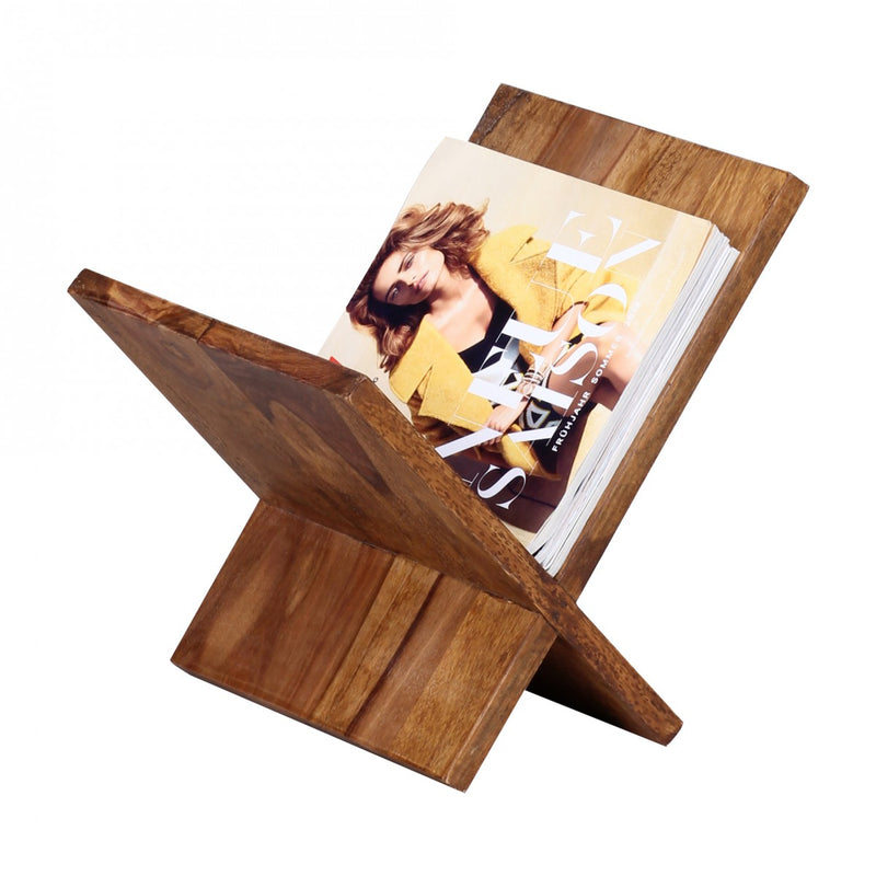 Zeitungsständer MUMBAI Sheesham Massivholz X-Form Landhaus 31cm
