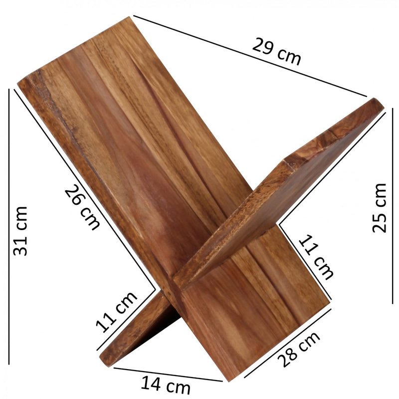 Zeitungsständer MUMBAI Sheesham Massivholz X-Form Landhaus 31cm