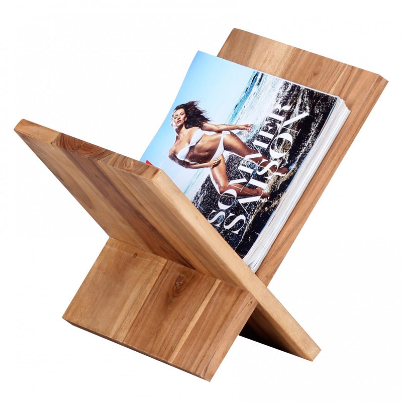 Zeitungsständer MUMBAI Akazie Massivholz X-Form Landhaus 31cm
